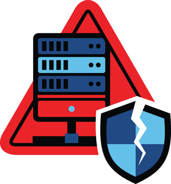 Server Security Breach and Data Vulnerability Concept Icon, Information Technology Cyber Attack and Network Failure Illustration