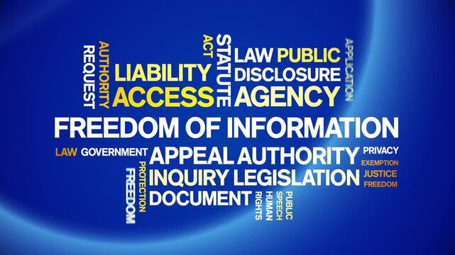 Freedom of information animated word cloud-text design animation tag kinetic typography seamless loop.