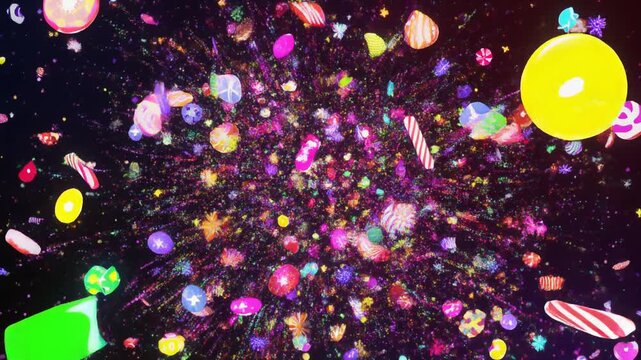 原宿キャンディカラーポップ爆発エフェクト