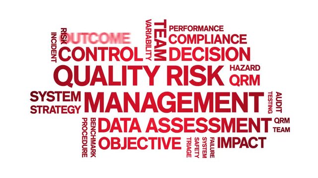 Quality Risk Management animated word cloud-text design animation tag kinetic typography seamless loop.
