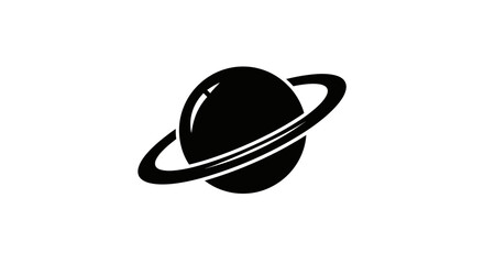 Saturn Planet Icon Black Silhouette. © ean
