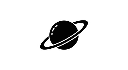 Saturn Planet Icon Symbol Black. © ean