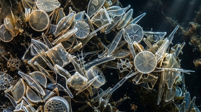 Intricate Microscopic World: Diverse Diatom Shapes and Patterns of Ocean Phytoplankton
