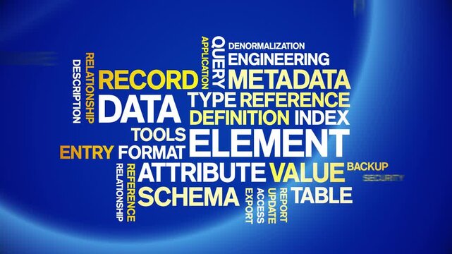 Data Element animated word cloud-text design animation tag kinetic typography seamless loop.