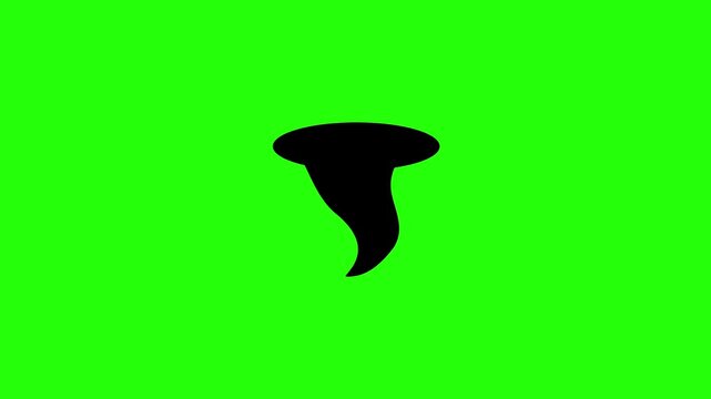Premium 4K motion graphic of a dangerous natural disaster tornado vortex funnel silhouette bouncing. Clean asset for extreme weather climate app.