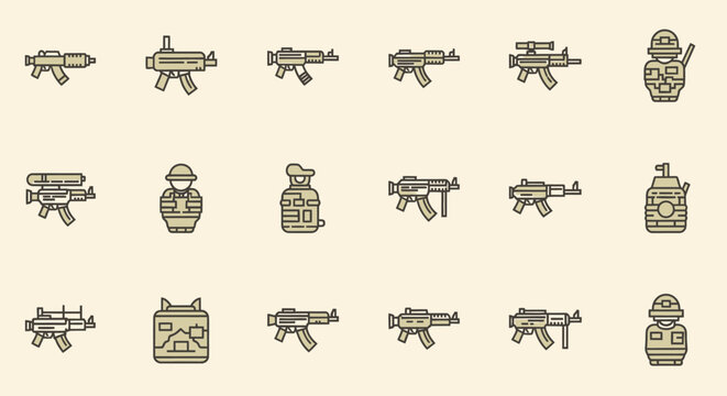 Pixel Art Military Weapons and Soldiers Collection