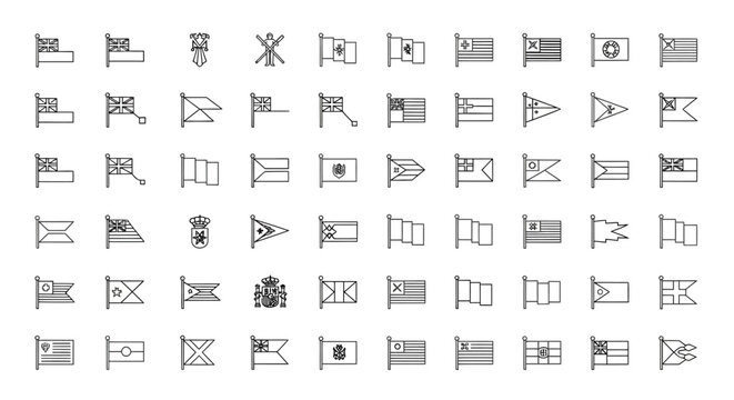 Collection of National and Maritime Flags Icon Set