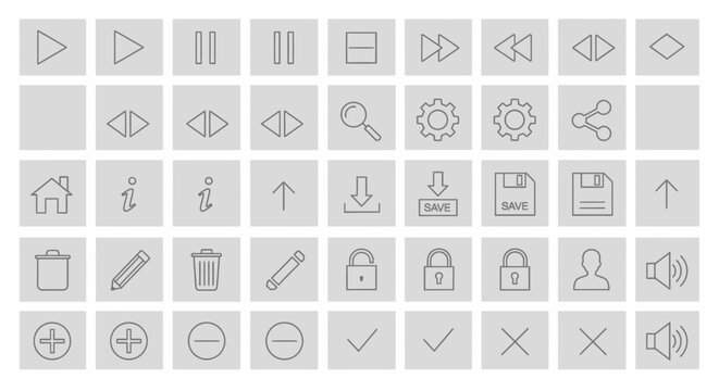 Set of Outline Icons for User Interface Design, Web and Mobile Apps