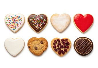 Fototapeta premium Assorted Heart-Shaped Cookies Displayed in a Festive Collection for Sweet Occasions