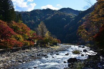 Fototapeta premium 愛知県 豊田市足助町の香嵐渓
