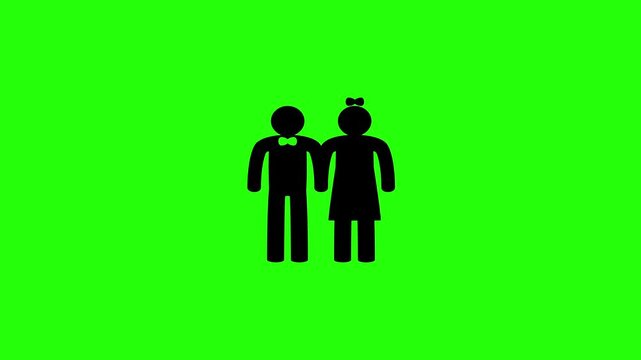 man and womaProfessional 4K footage of a romantic couple silhouette representing a bride and groom standing together bouncing. Great popup graphic for invitation web.n in green