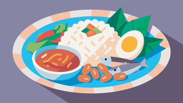 Illustration Of Typical Malaysian Nasi Lemak With A Plain Background Vector Design Template