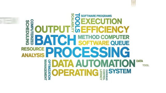 Batch Processing animated word cloud-text design animation tag kinetic typography seamless loop.