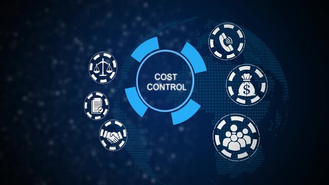 Cost control infographic animation with gear and dollar symbols cost management business efficiency financial optimization