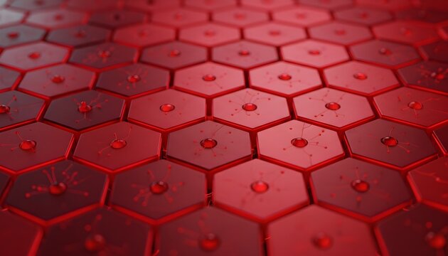 Abstract Red Hexagon Grid Medical Design