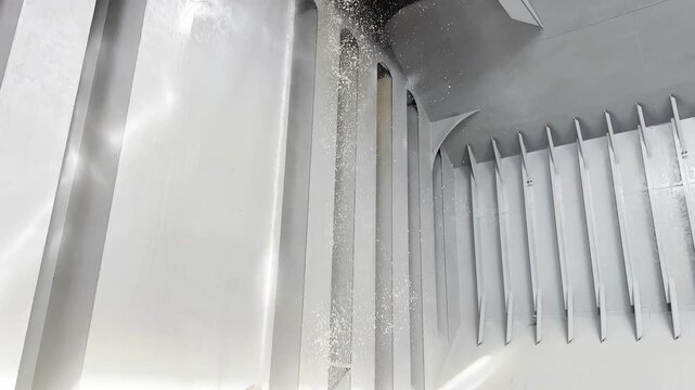 washing bulkhead of ship cargo hold. cargo space of the bulk carrier vessel.