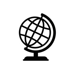 Fototapeta premium Icon globe icon, vector illustration of a world map on a stand, simple flat design for education, geography, travel, and global communication concepts