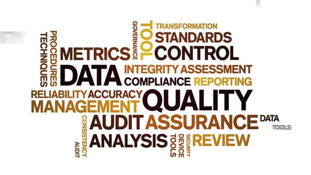 Data Quality animated word cloud-text design animation tag kinetic typography seamless loop.