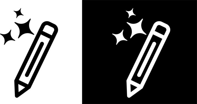A modern pencil icon with sparkles, representing creative editing and design, signifies digital illustration tools and artistic refinement