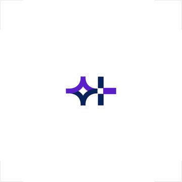 Letter H initial geometric plus star tailored for digital tech corporate logistics industry featuring modern abstract minimalist sleek design style perfect for premium branding software application