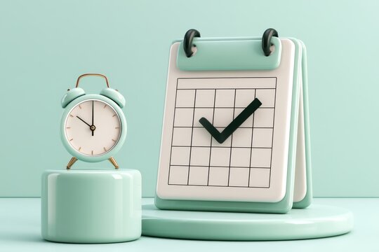 Glossy 3D calendar with task check marker