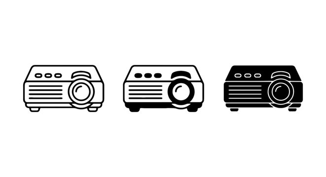 Digital Projector Icons, Presentation Equipment Vector Set, Media Device Graphics