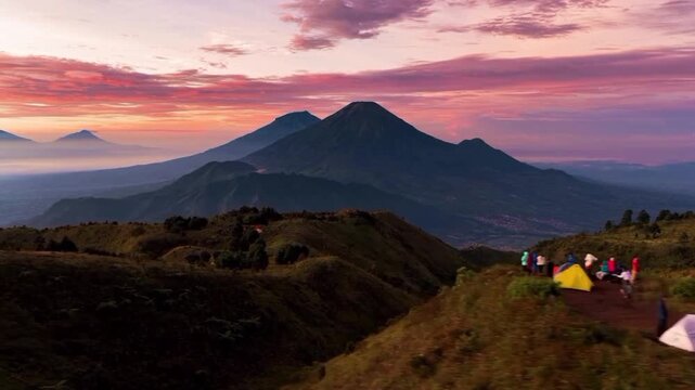 sunset in the mountains prau Indonesia