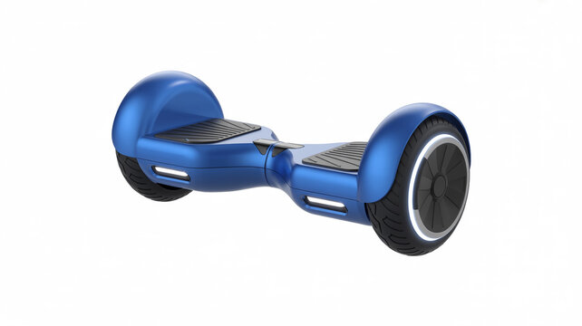 Blue self balancing electric scooter hoverboard isolated on white background