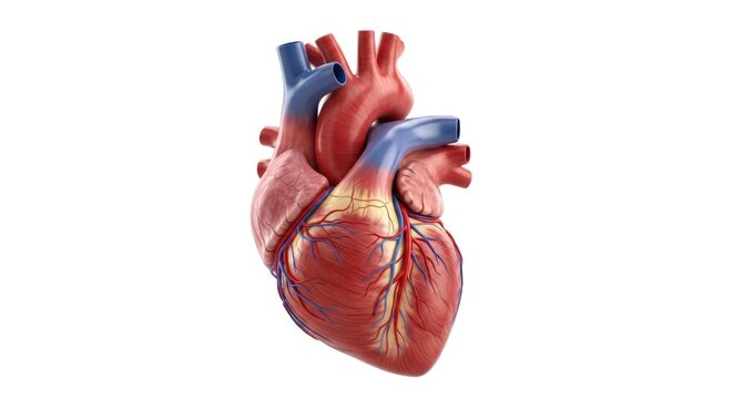 A detailed, anatomically correct illustration of a human heart