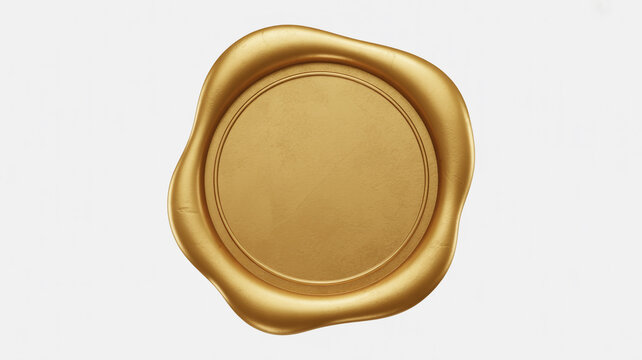 View of a golden wax seal with a blank circular impression area