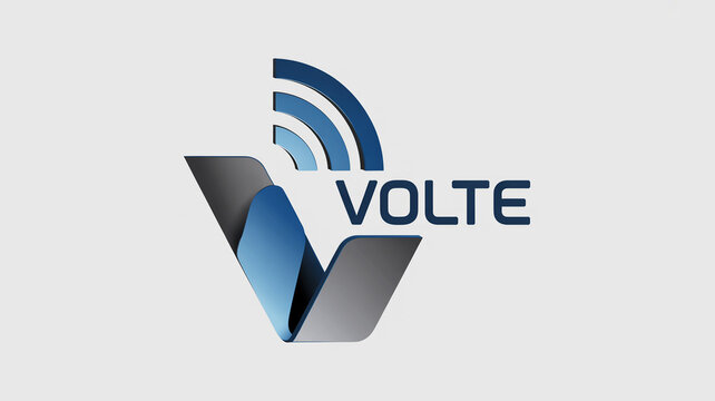 Volte with stylized V shape, blue signal waves, and dark blue text