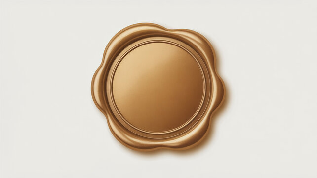 Warm bronze wax seal with a subtle sheen on a light neutral background