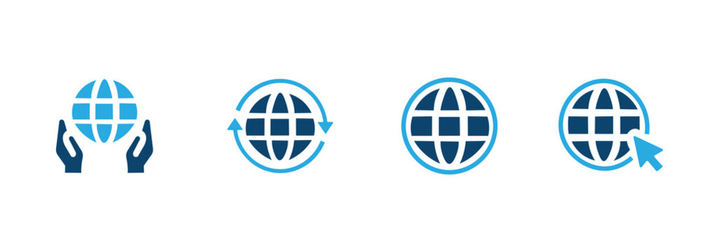 World icon set. Contains world, international, global, earth, ball, and globe. Solid icon illustration pack.