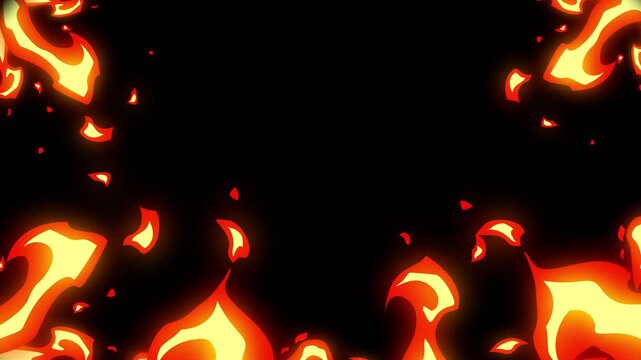 Dynamic 2d fire flames background animation with  vfx and cartoon  style, effect heat burn ,suitable motion graphic ,game , alpha channel only 4k
