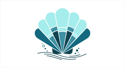 Stylized Seashell Illustration with Water Elements. © Rizky