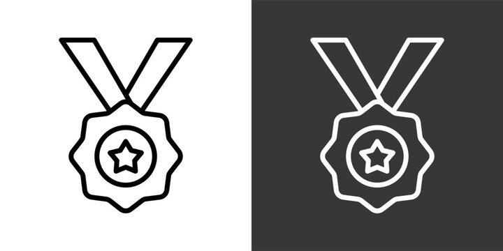 Award White And Black Icon Set Multiple Style Collection Pack Vector Illustration