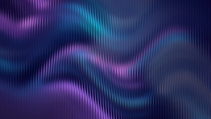 Abstract wavy texture with iridescent purple and cyan light streaks during a dark night creating a futuristic digital flow concept © CreativeArtnest
