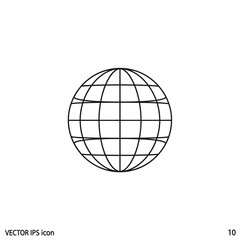 Obraz premium Simple Black Line Globe Icon.