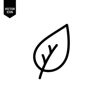 Simple Black Line Leaf Icon.