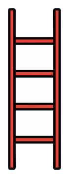 Ladder leaning shelf furniture flat vector illustration. Generative AI