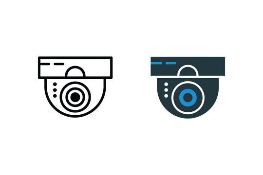 Security camera icon vector set blue modern style glyph and solid design illustrating surveillance CCTV monitoring system for safety protection and security technology interface