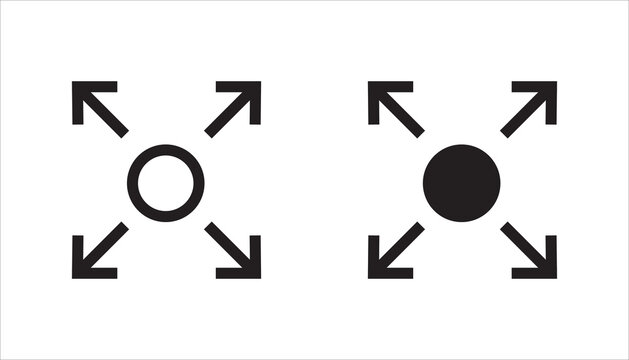 Modern expand and compress arrow icon set, collection with outline and solid variations. Perfect for fullscreen interface buttons, mobile apps, websites, and UI design.
