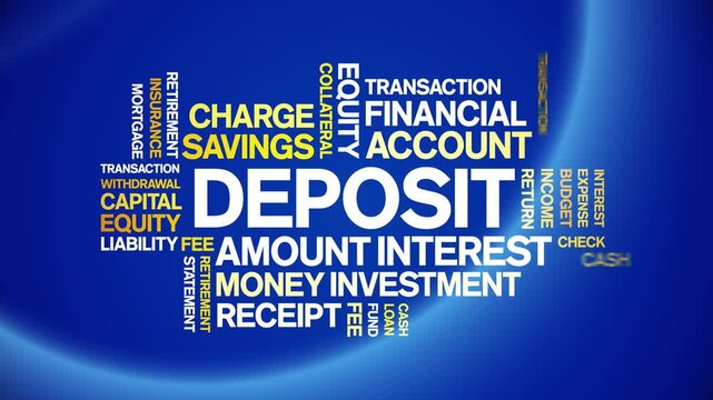 Deposit animated word cloud-text design animation tag kinetic typography seamless loop.