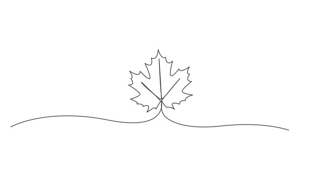 Continuous One Line Art Animation of Falling Autumn Leaves Minimalist Seasonal Nature Concept