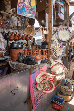 Stall selling souvenirs and tourist goods at a downtown market in Asmara, Eritrea