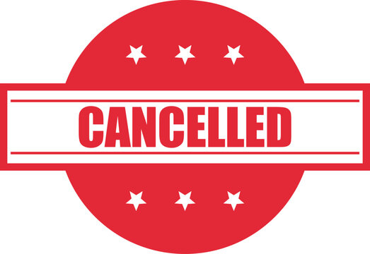 Cancelled red round stamp with stars indicating a voided or called off status