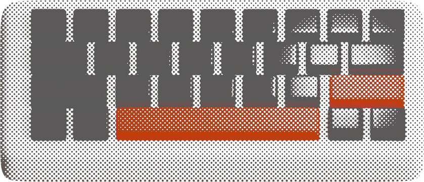 Modern minimalist computer keyboard illustration with highlighted orange keys