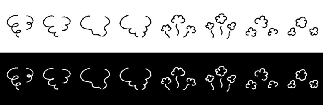 手書きの湯気のイラストセット 広告バナーや冬のデザインに使えるほっこりかわいいあしらい