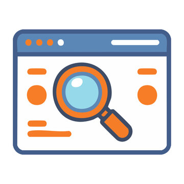 Magnifying glass over a web browser window with search results