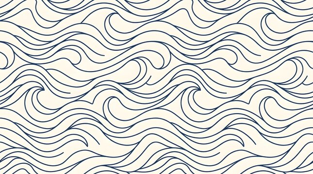 Minimalist Blue Sea Wave Seamless Pattern Background